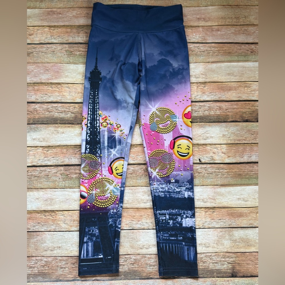 Justice Pink and Navy Emoji Skyline Leggings